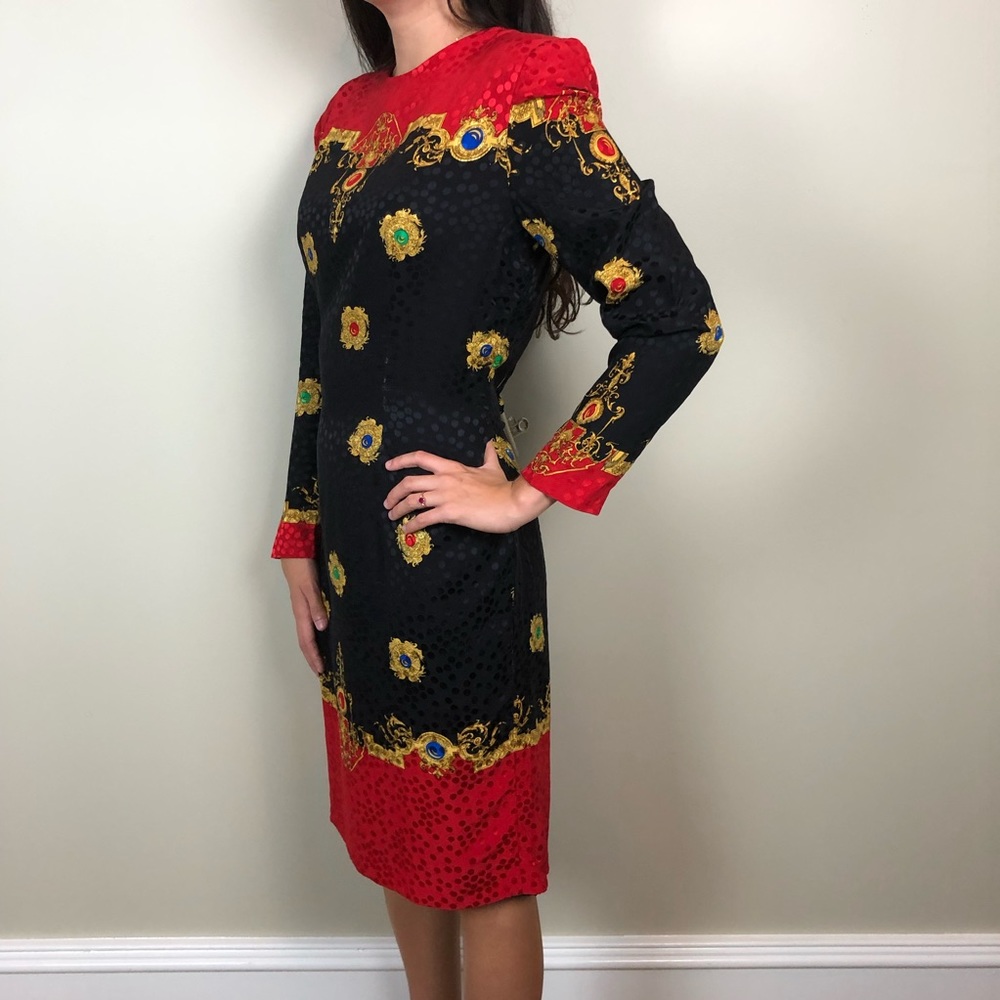 Vintage 80s Adrianna Papell Silk Printed Shift